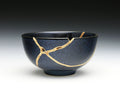 Medium Speckled Dark Blue Kintsugi Bowl