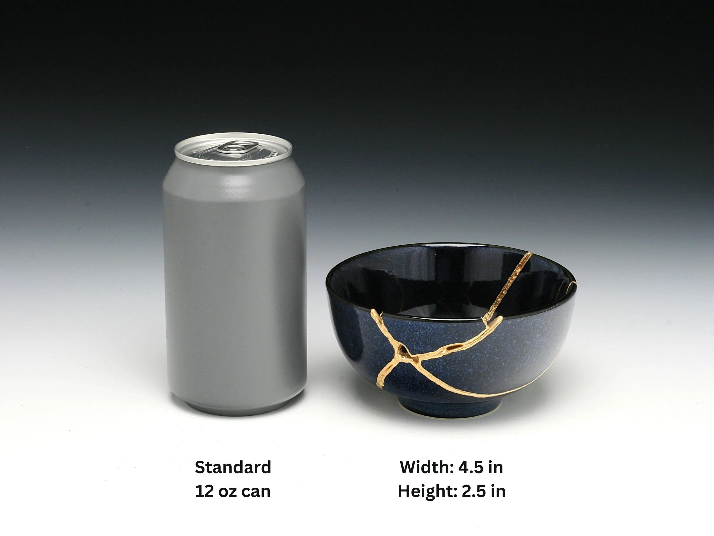 Medium Speckled Dark Blue Kintsugi Bowl