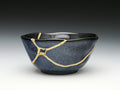 Medium Dark Blue Speckled Kintsugi Bowl