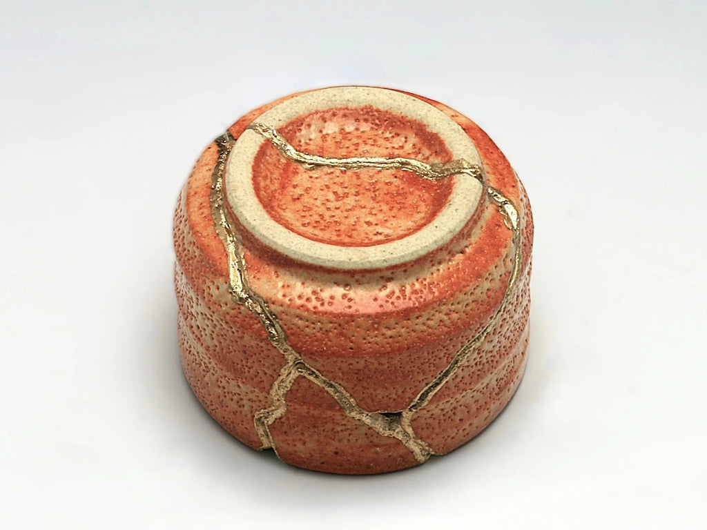 Small Orange Kintsugi Saki Cup