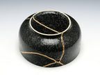 Large Black Textured Kintsugi Bowl