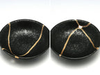 Small Black Kintsugi Plate with Texture