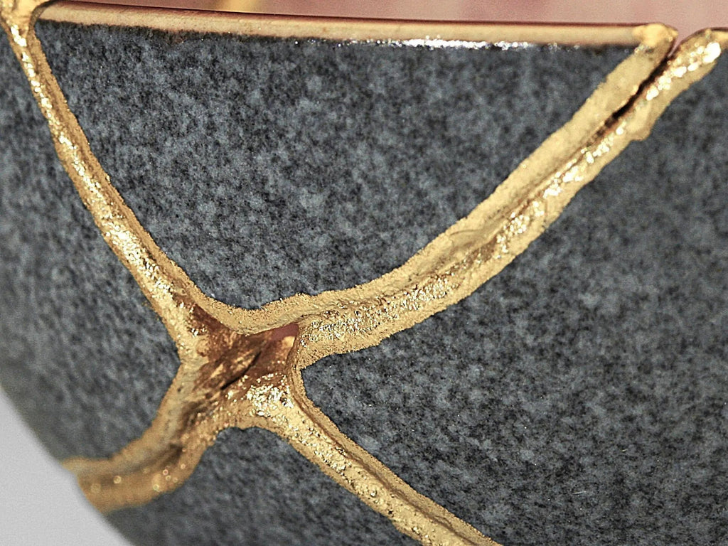 Small Pink and Gray Kintsugi Bowl