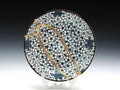 Small Blue and White Kintsugi Plate With Small Flowers