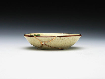 Small Beige Kintsugi Plate with Image
