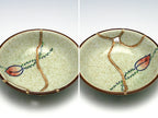 Small Beige Kintsugi Plate with Rose Image