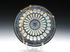 Small Blue and White Kintsugi Plate with Pattern