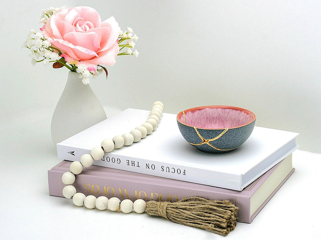 Small Pink and Gray Kintsugi Bowl