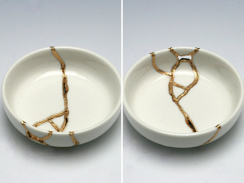 Small White Kintsugi Dish