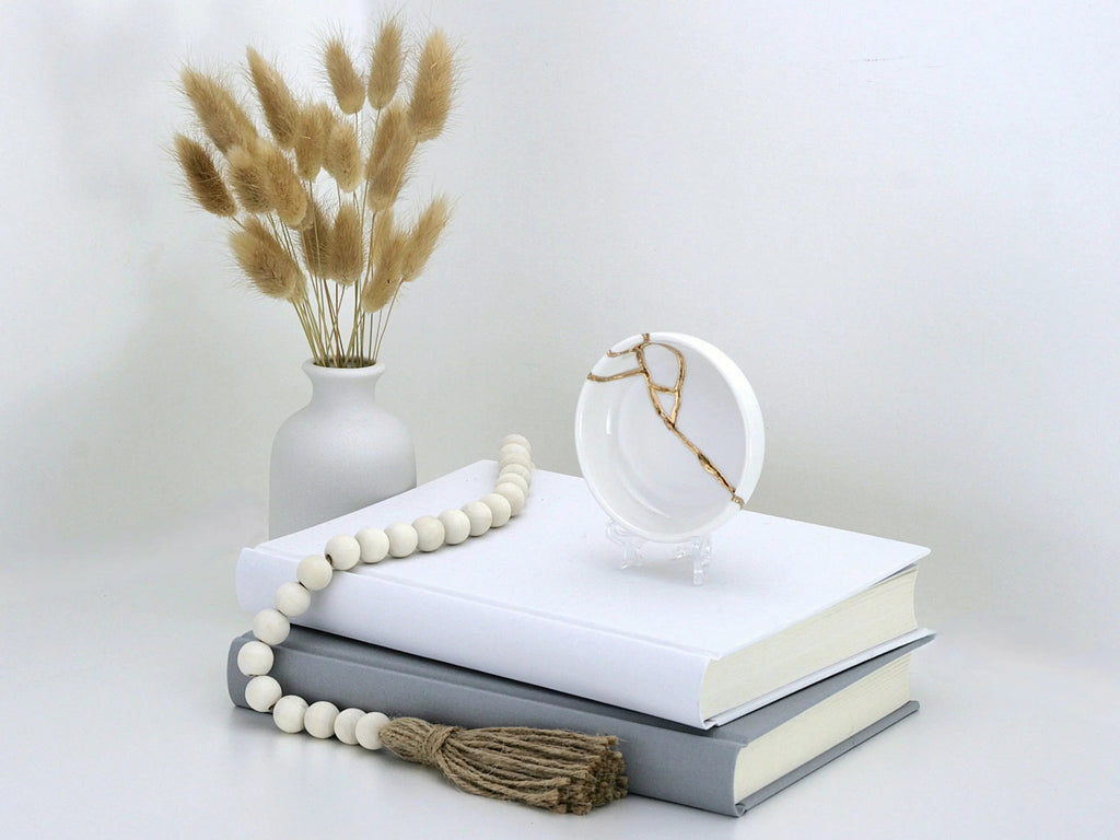 Small White Kintsugi Dish