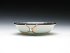Small Blue and White Kintsugi Plate with Pattern