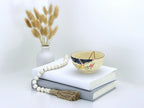 Medium Beige Kintsugi Bowl with Red and Yellow Flowers