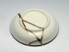 Small Blue and White Kintsugi Plate with Leaves and Swirl