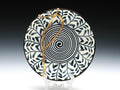 Small Blue and White Kintsugi Plate with Leaves and Swirl