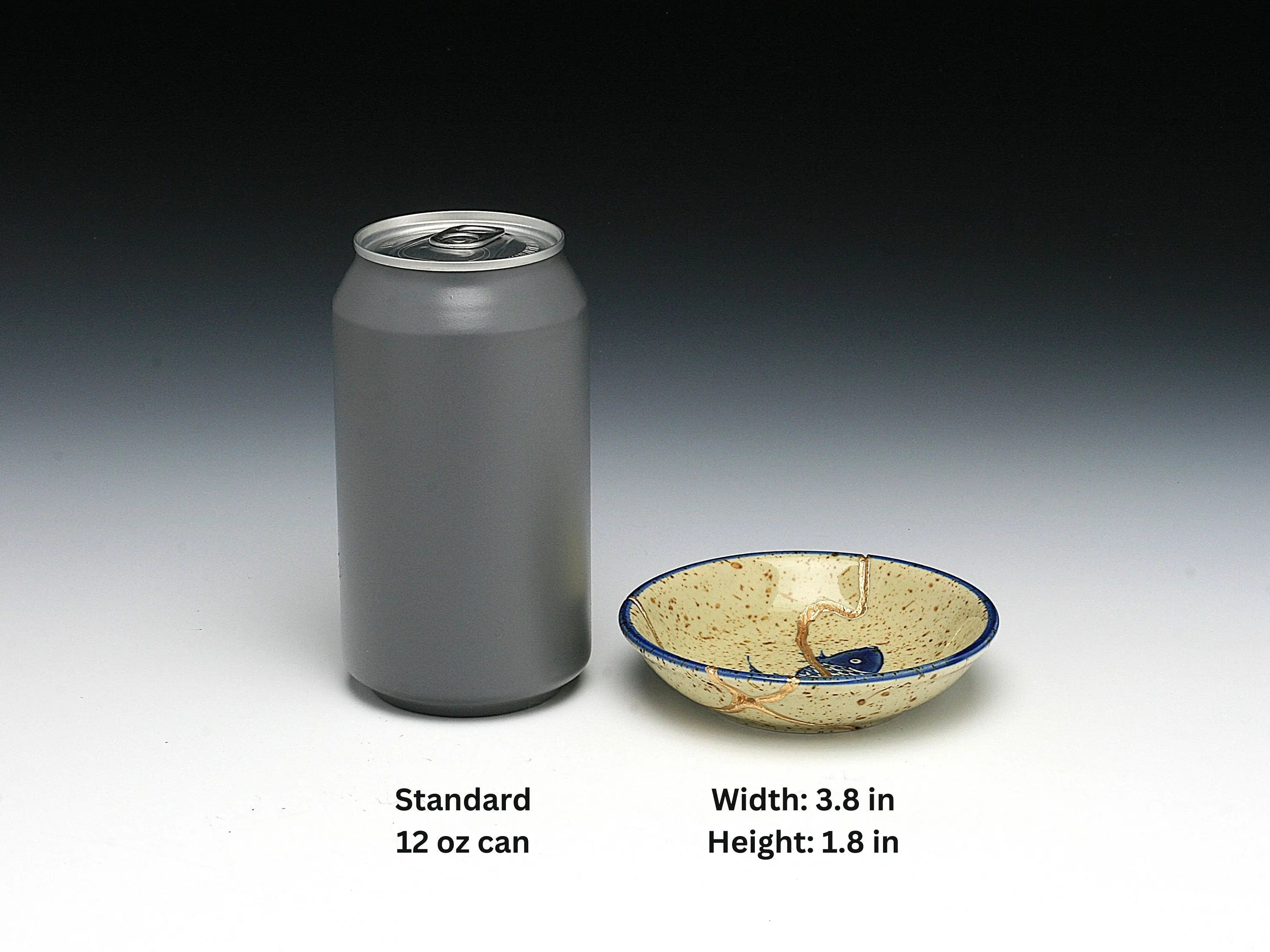 Small Beige Kintsugi Plate with Fish Image