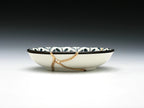 Small Blue and White Kintsugi Plate with Leaves and Swirl