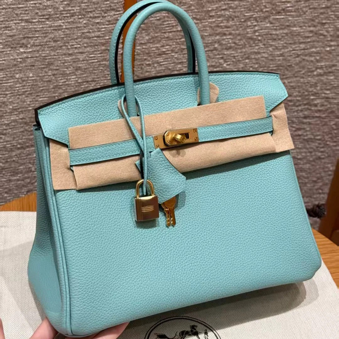 Hermes 2025 Birkin Bag Blue Atoll Epsom Leather