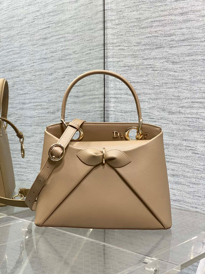 Dior 2025 Bow Bag 28cm Beige Leather 272513