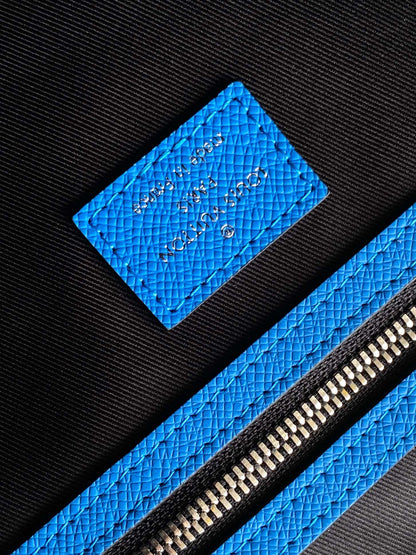 LV The Weekend Tote Bag 43cm Blue Monogram Canvas & TaÃ¯ga Leather
