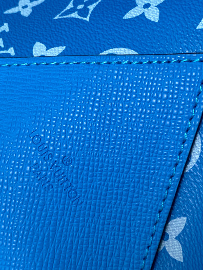 LV The Weekend Tote Bag 43cm Blue Monogram Canvas & TaÃ¯ga Leather