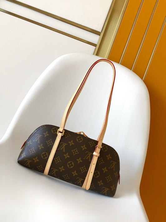 LV Hang On Bag Brown Monogram Coated Canvas &Cowhide