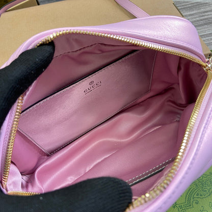 GG MARMONT 24 SMALL MATELASS_ SHOULDER BAG LIGTH PINK CALFSKIN