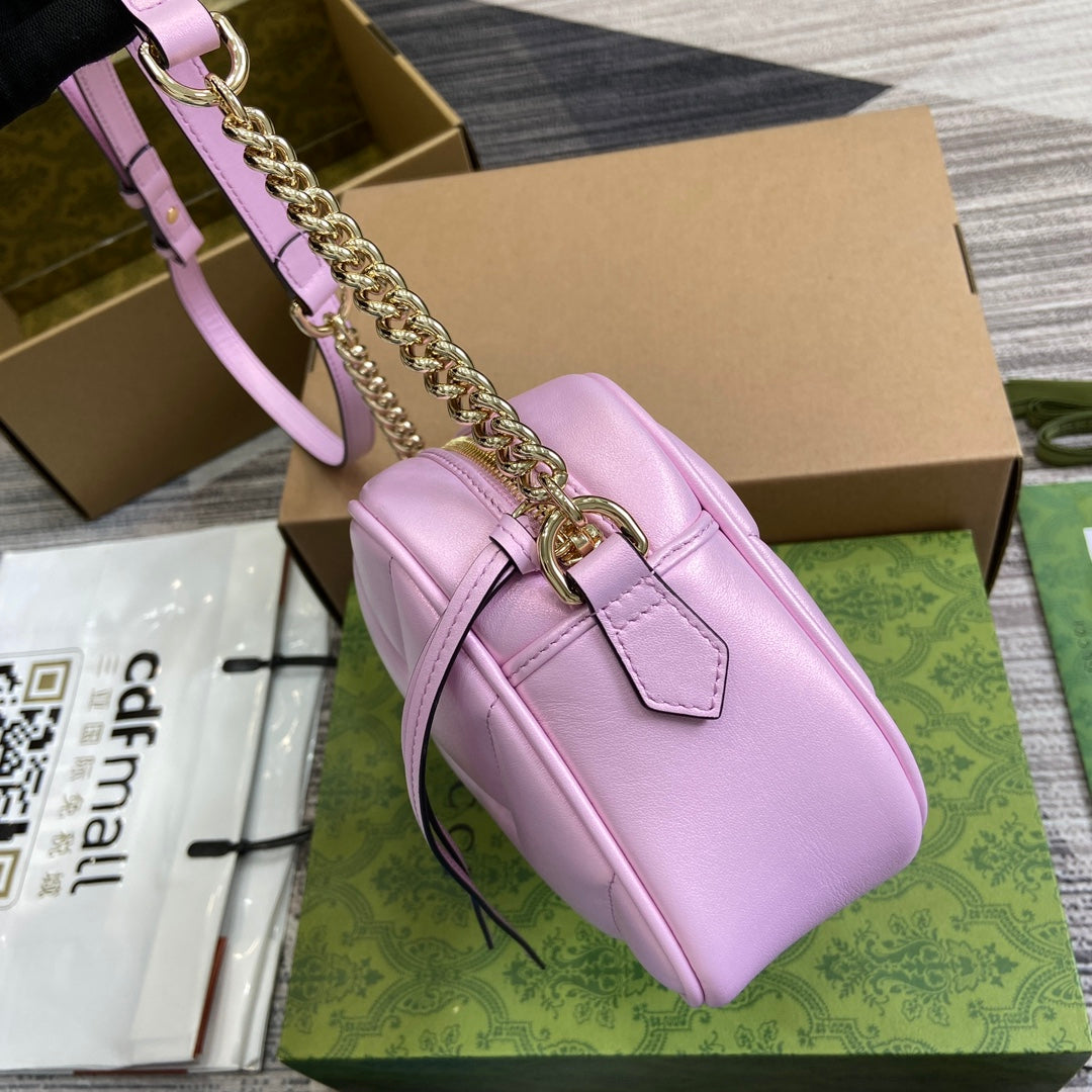 GG MARMONT 24 SMALL MATELASS_ SHOULDER BAG LIGTH PINK CALFSKIN