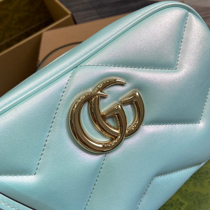 GG MARMONT 24 SMALL MATELASS_ SHOULDER BAG BLUE IRIDESCENT CALFSKIN