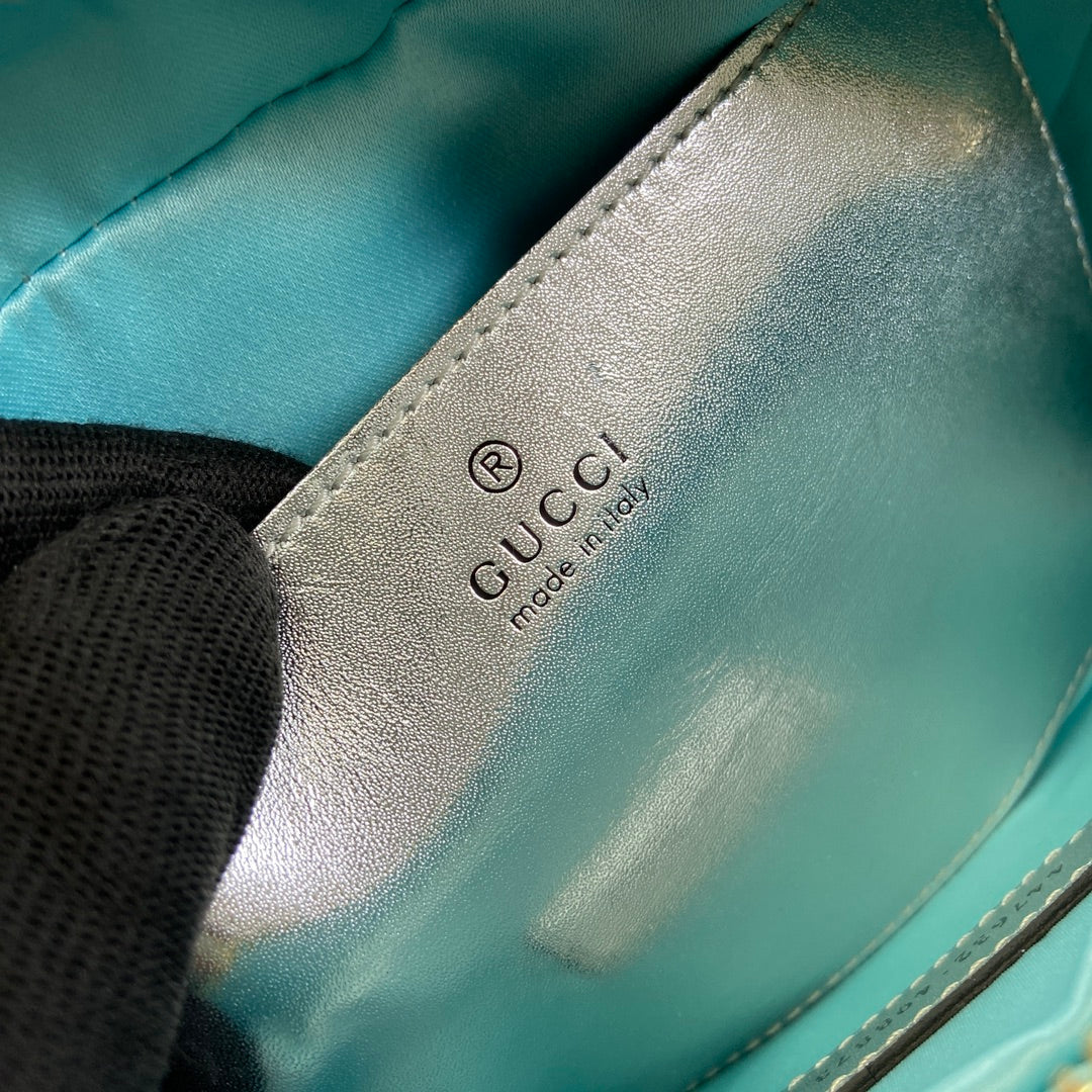 GG MARMONT 24 SMALL MATELASS_ SHOULDER BAG BLUE IRIDESCENT CALFSKIN