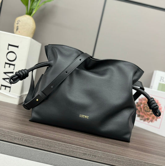 Loew Medium Flamenco Clutch 30cm Black Lambskin
