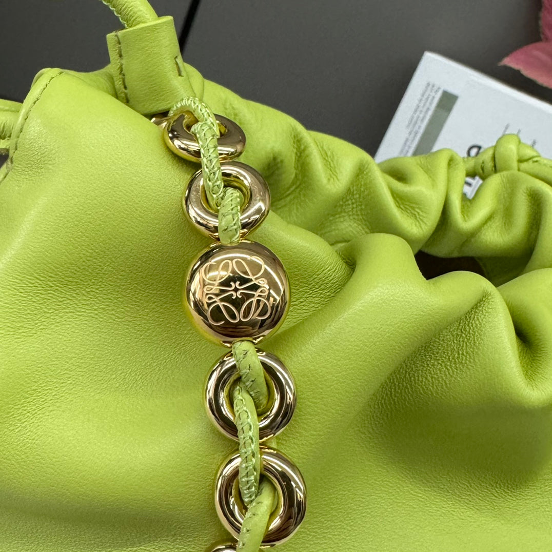 Loewe Flamenco Purse Bucket 32 Lime Lambskin Ghw