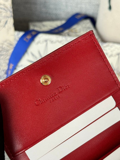 CD Caro 11cm Compact Wallet Shiny Red Calfskin