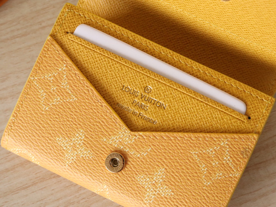 LV Envelope Business Card Holder Yellow Monogram Heritage Canvas 224170