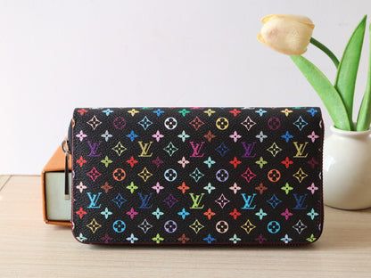 ZIPPY WALLET 19 IN BLACK MIX COLORFUL CALFSKIN