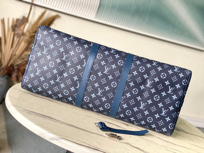 KEEPALL BANDOULI_RE 55 IN NAVY GREEN MONOGRAM GRADIENT CANVAS