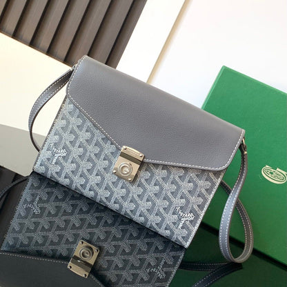 CHYPRE WALLET-POUCH 21 IN GRAY GOYARDINE CANVAS AND CALFSKIN