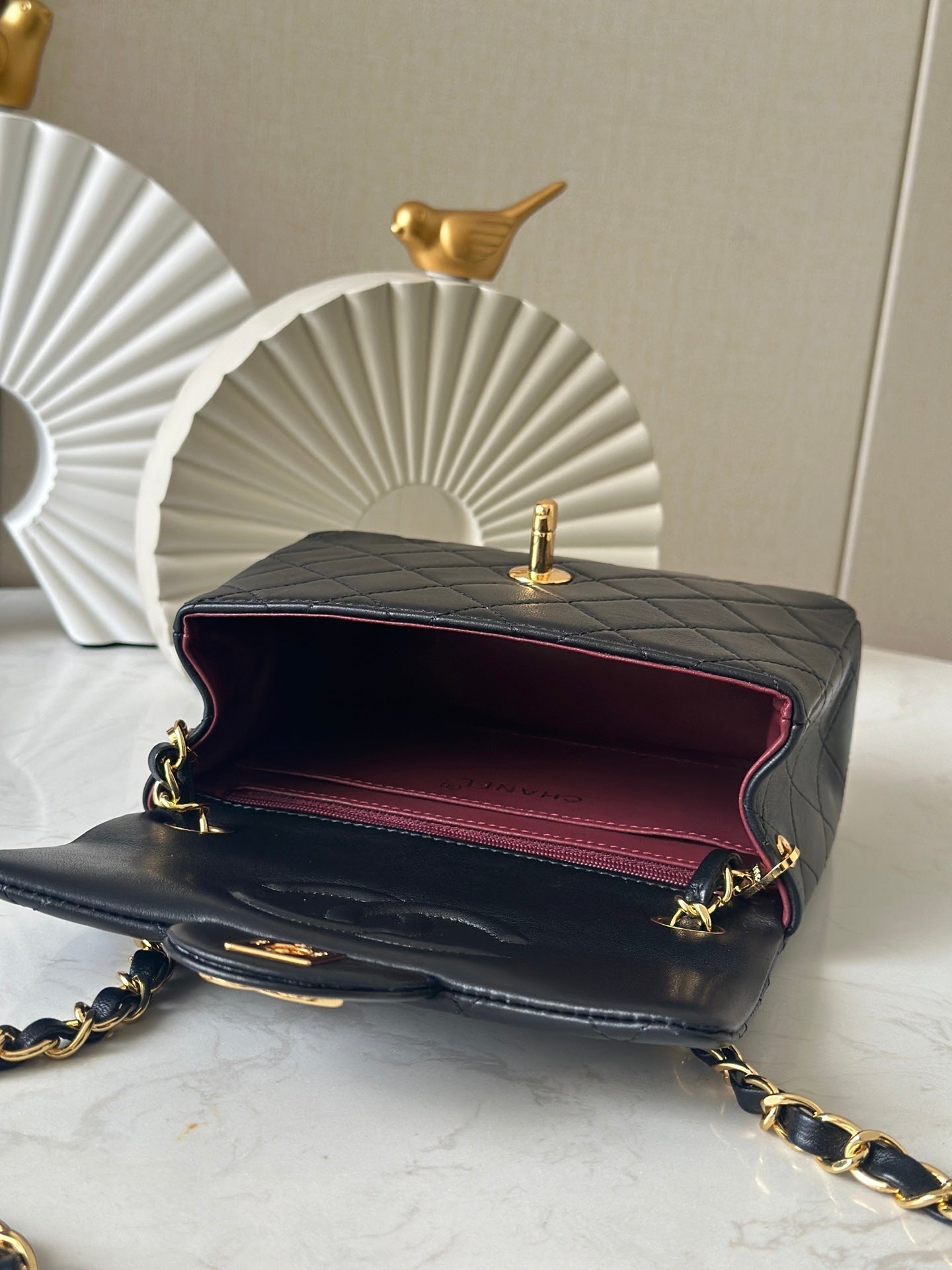 CC Mini Classic Handbag Black Lambskin GHW
