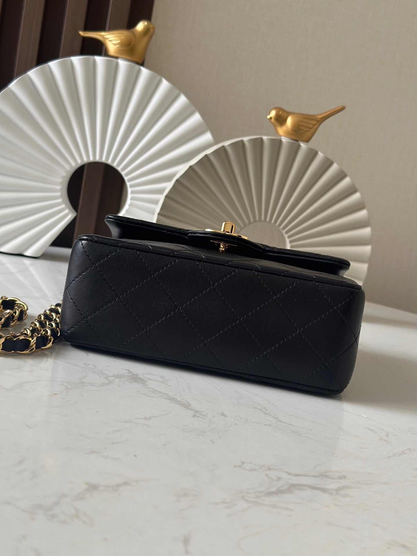 CC Mini Classic Handbag Black Lambskin GHW