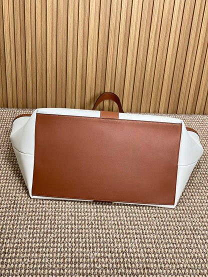 Y TOTE BAG 39 IN TAWNY BROWN MIX WHITE CALFSKIN