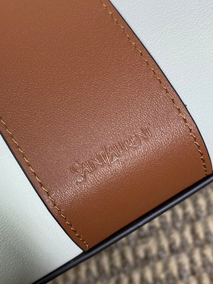 Y TOTE BAG 39 IN TAWNY BROWN MIX WHITE CALFSKIN