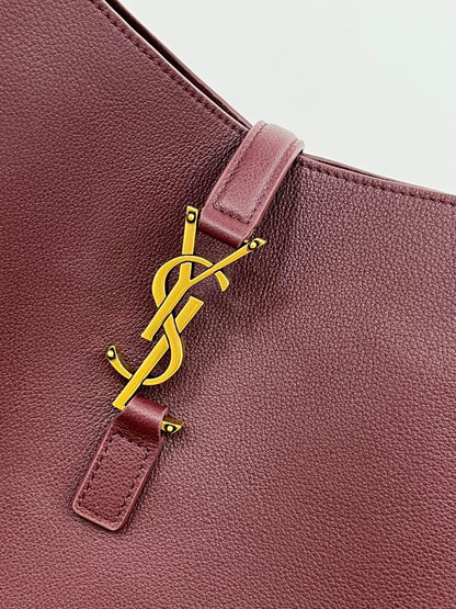LE 5 _ 7 LARGE SUPPLE 31 IN WINE RED GRAINED CALFSKIN
