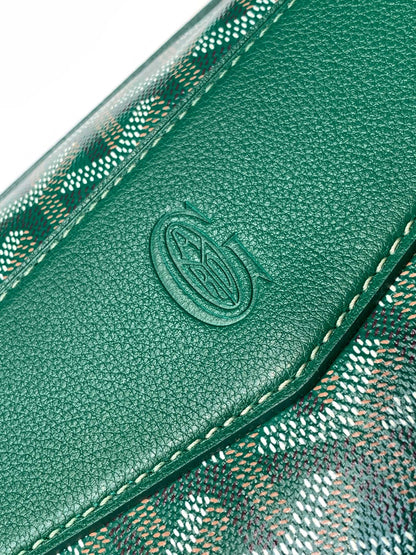 CISALPIN DOCUMENT CASE 39 IN GREEN GOYARDINE CANVAS AND CALFSKIN