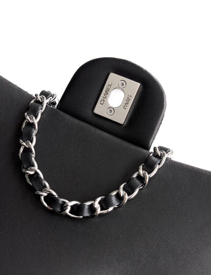 CC Classic Flap Bag 20cm Full Diamond Black Calfskin