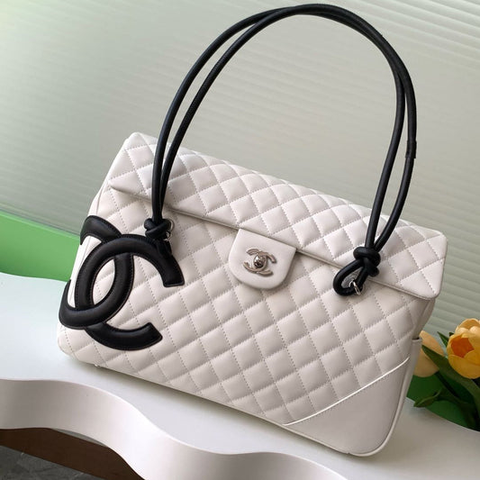 CC 2025 Cambon Bag White Black Lambskin 308109