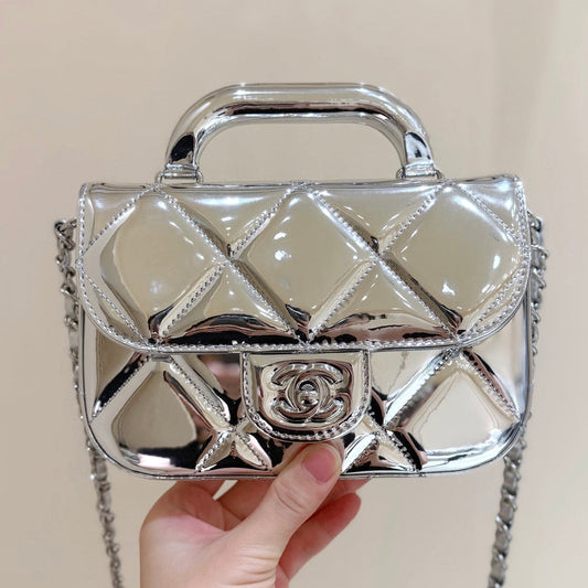 Chanel 2025 Bag Silver Shine Calfskin 345983