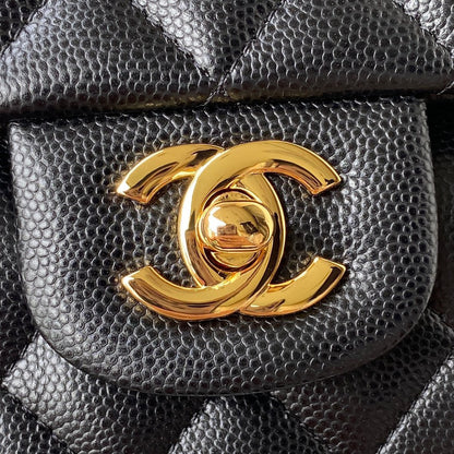 Medium Classic Flap Bag 23cm Black Caviar Gold Hardware